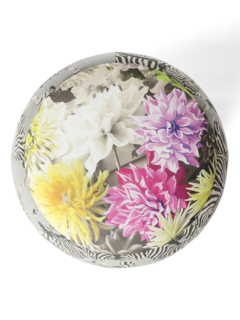 The Queen Pouf Chair : Linen Dancing Zebras with Designer Funky Floral Top