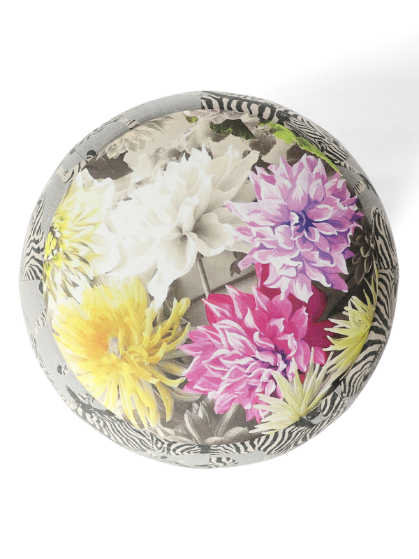 The Queen Pouf Chair : Linen Dancing Zebras with Designer Funky Floral Top