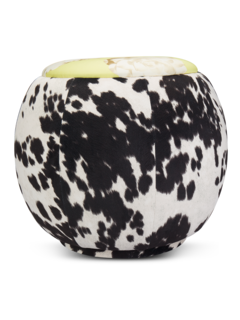 Cow Floral Print Velvet Pouf