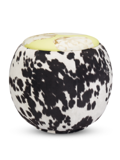 Cow Floral Print Velvet Pouf