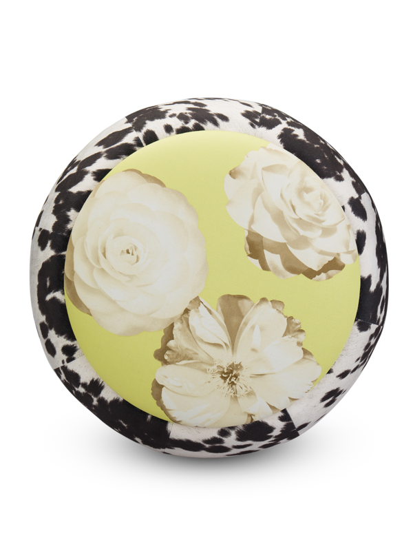 Cow Floral Print Velvet Pouf