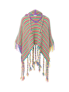 Multicolour Fringed Poncho