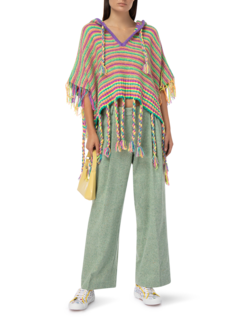 Multicolour Fringed Poncho