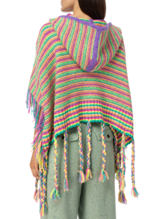 Multicolour Fringed Poncho