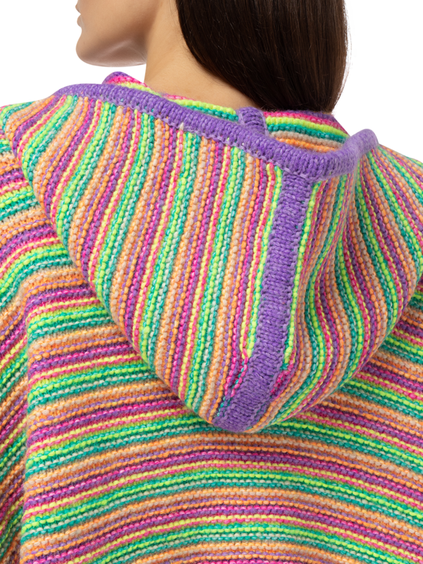 Multicolour Fringed Poncho