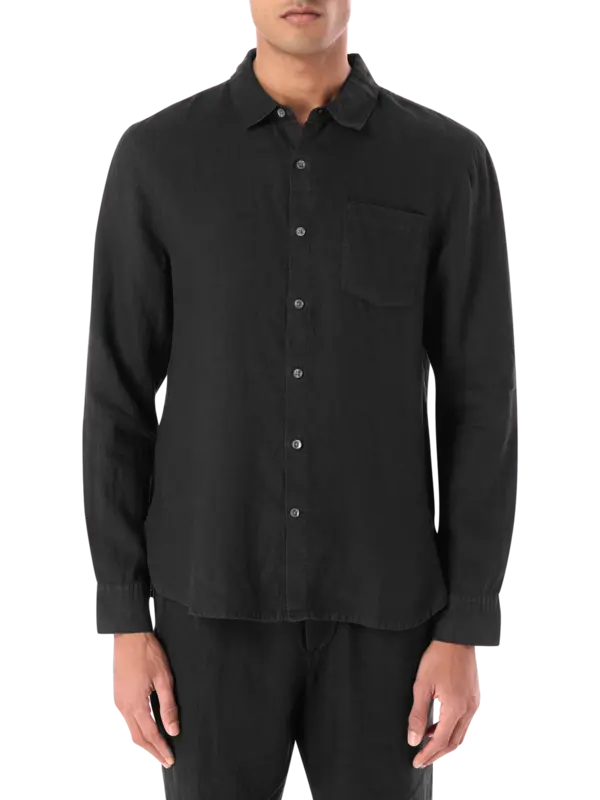 قميص ريفايزد من الكتان بأكمام طويلة