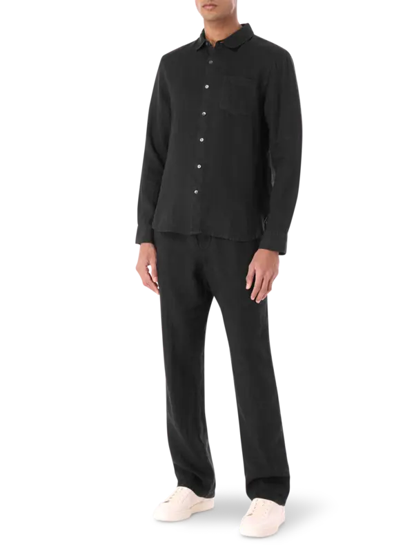 قميص ريفايزد من الكتان بأكمام طويلة