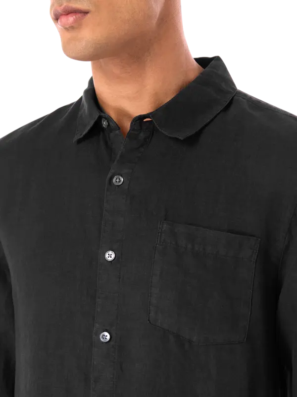 قميص ريفايزد من الكتان بأكمام طويلة