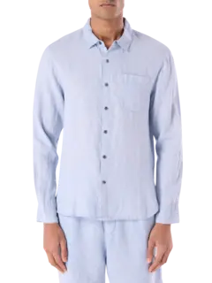 قميص ريفايزد من الكتان بأكمام طويلة