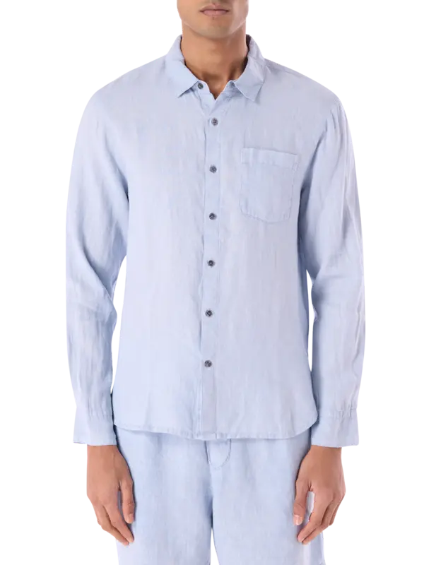 قميص ريفايزد من الكتان بأكمام طويلة