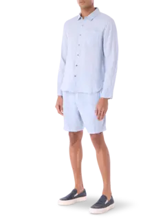 قميص ريفايزد من الكتان بأكمام طويلة