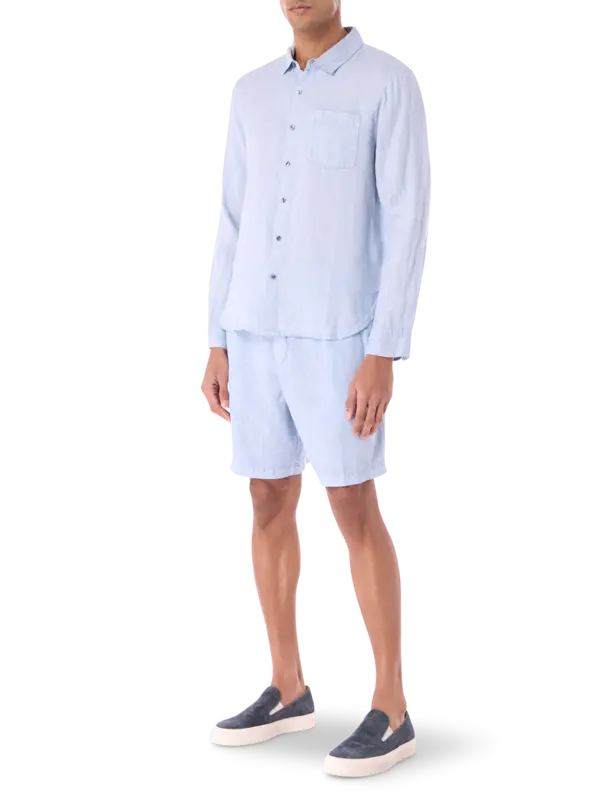 قميص ريفايزد من الكتان بأكمام طويلة