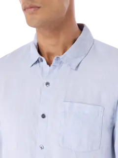 قميص ريفايزد من الكتان بأكمام طويلة