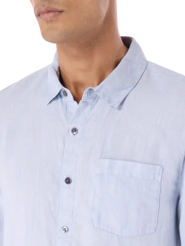 قميص ريفايزد من الكتان بأكمام طويلة