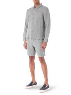 قميص ريفايزد من الكتان بأكمام طويلة