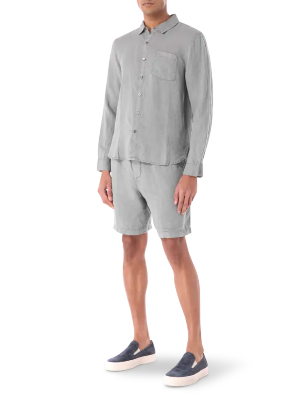 قميص ريفايزد من الكتان بأكمام طويلة