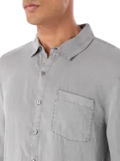 قميص ريفايزد من الكتان بأكمام طويلة