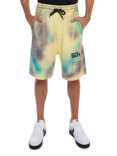 Multicolored Spray Paint Shorts with Leg Print