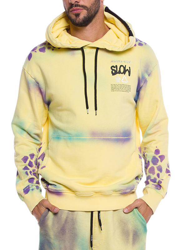 Spray Paint Cotton Hoodie with Turtle Print
