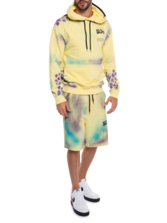 Spray Paint Cotton Hoodie with Turtle Print