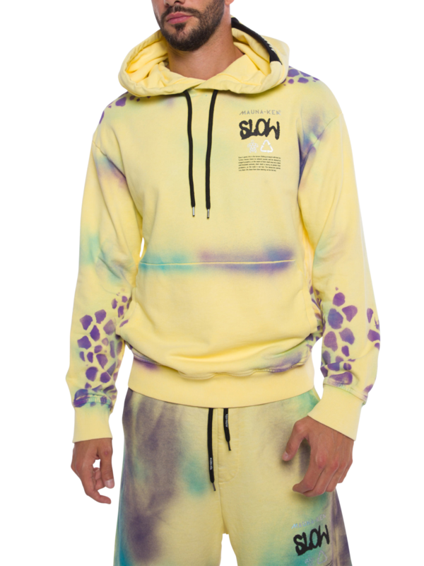 Spray Paint Cotton Hoodie with Turtle Print