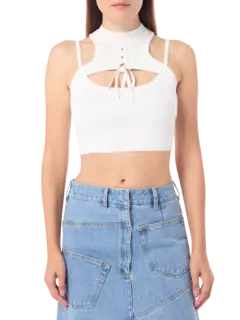 بلوزة قصيرة بحمالة حول العنق