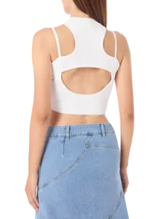 بلوزة قصيرة بحمالة حول العنق