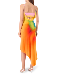 فستان بحمالات مزين بطبعة رينبو أوركيد