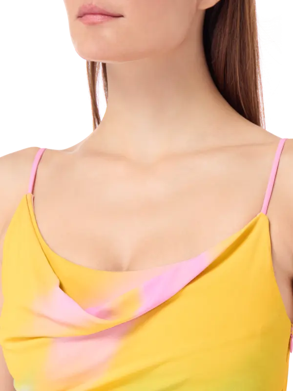 فستان بحمالات مزين بطبعة رينبو أوركيد