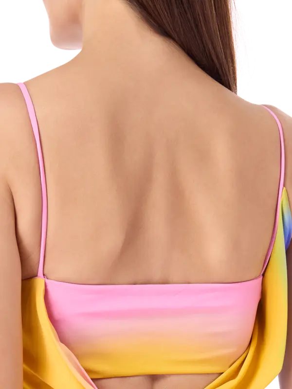 فستان بحمالات مزين بطبعة رينبو أوركيد