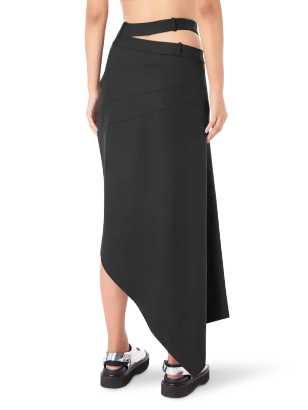 تنورة بحزام خصر مائل مشقوق