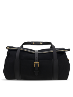 Black Travel Bag with Top Zipper and Front Flap