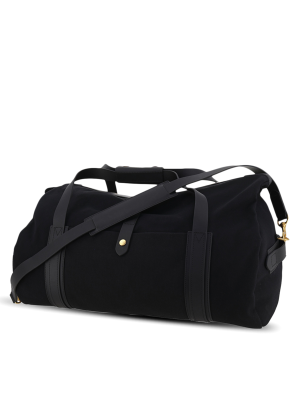 Black Travel Bag with Top Zipper and Front Flap
