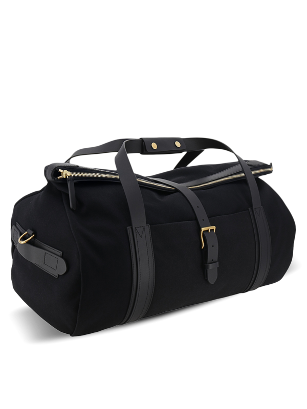 Black Travel Bag with Top Zipper and Front Flap