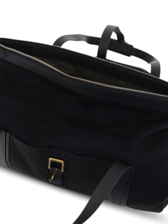 Black Travel Bag with Top Zipper and Front Flap