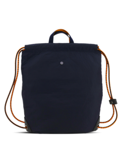 Blue-Black Backpack With Brown Drawstring