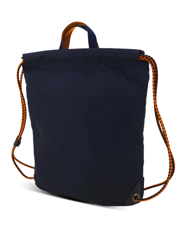 Blue-Black Backpack With Brown Drawstring