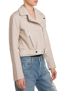 Mademoiselle Ivory Cropped Biker Jacket