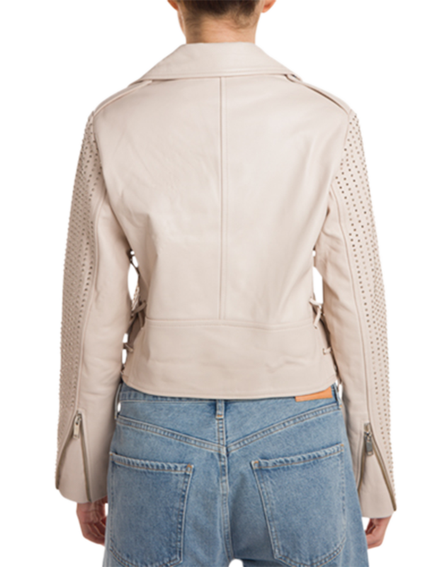 Mademoiselle Ivory Cropped Biker Jacket