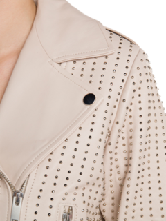 Mademoiselle Ivory Cropped Biker Jacket