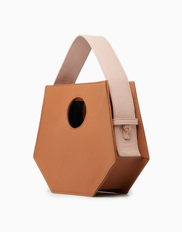Tan/Pink Leather Handbag