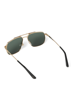 Metallic Gold-Black Aviator Sunglasses