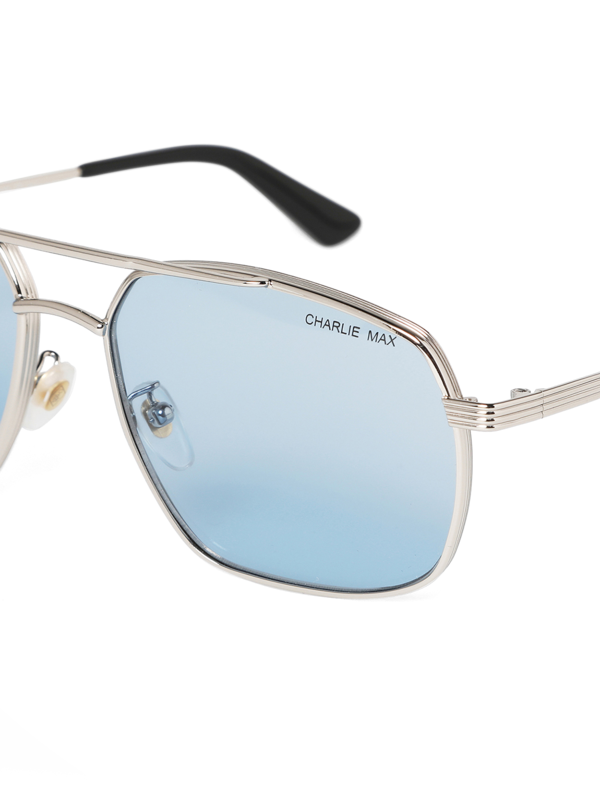 Metallic Silver-Blue Aviator Sunglasses