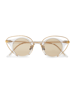 Gold/Clear Round Eye Overlay Frame Sunglasses