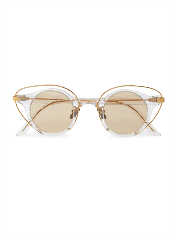 Gold/Clear Round Eye Overlay Frame Sunglasses