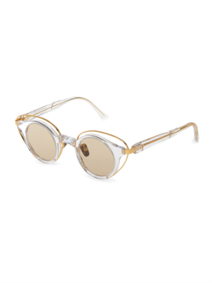 Gold/Clear Round Eye Overlay Frame Sunglasses