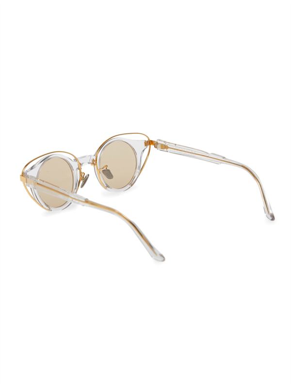 Gold/Clear Round Eye Overlay Frame Sunglasses