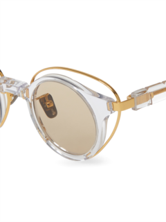 Gold/Clear Round Eye Overlay Frame Sunglasses