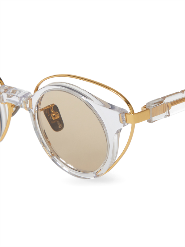 Gold/Clear Round Eye Overlay Frame Sunglasses