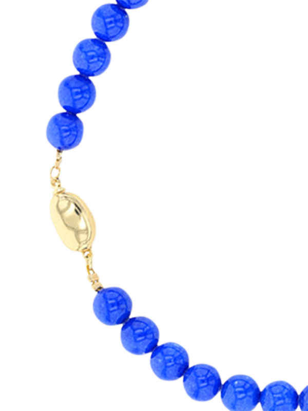 Blue Beaded Necklace with Gold Star Pendant